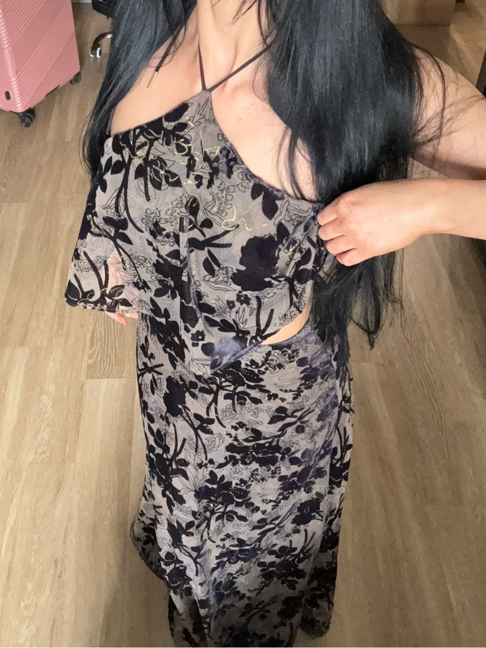 House of Harlow x revolve Antoinette floral velvet halter gown